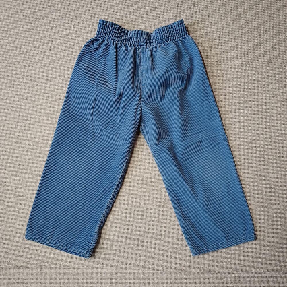 Vintage Toddler Blue Corduroy Pants Size 3 Elastic Waist Retro Kids